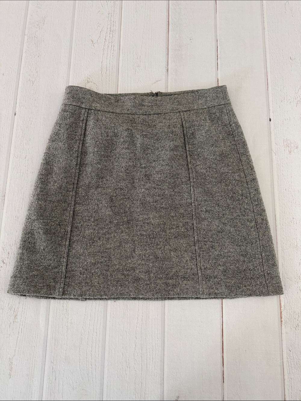 Ann Taylor Factory Gray Wool Blend Mini Skirt 8 Lined Office Classic A-Line